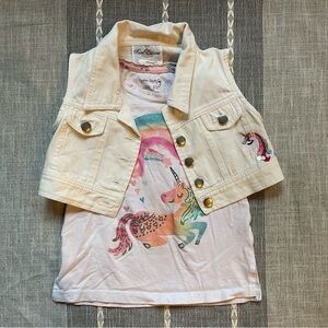 Little Girls Summer Unicorn Vest and Tank Outfit